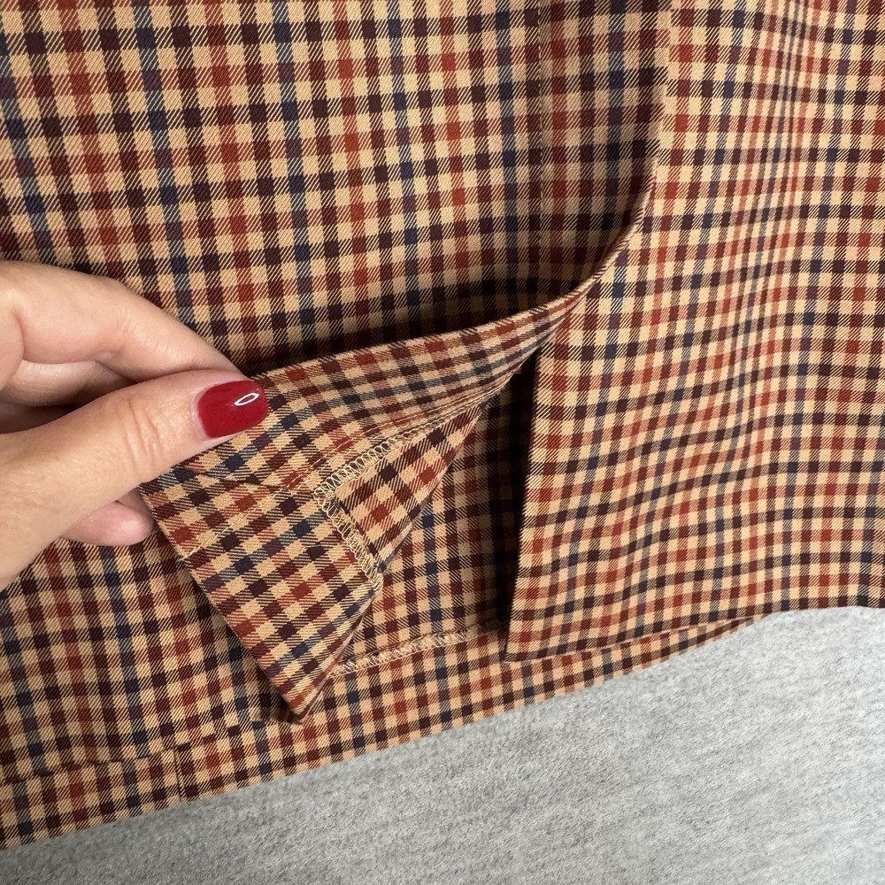 Loft‎ Skirt Womens Size 12 Brown Plaid Lined Side Button Academia Fall Autumn - Picture 2 of 7